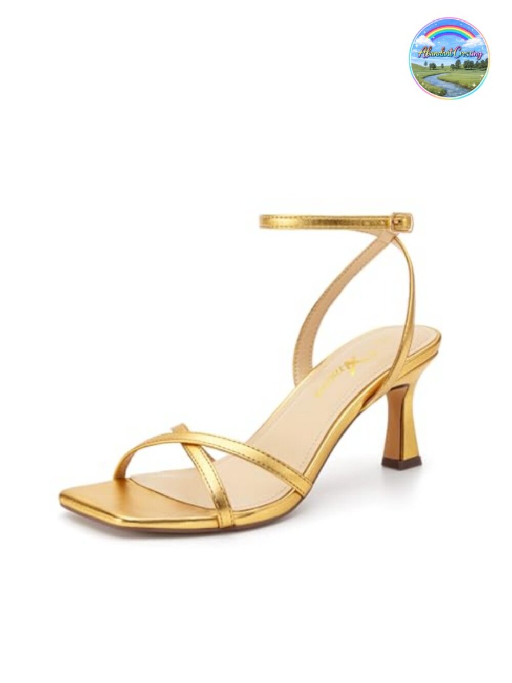 Kitten Heels Square Open Toe Strappy Heeled Sandals for Prom Evening